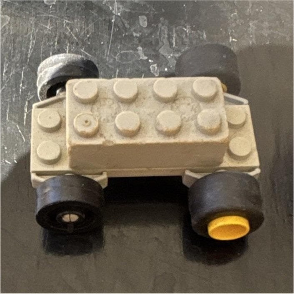 Vintage LEGO Vehicle Wheels Chassis Base Metal Axles Rubber Tires 1970s Part